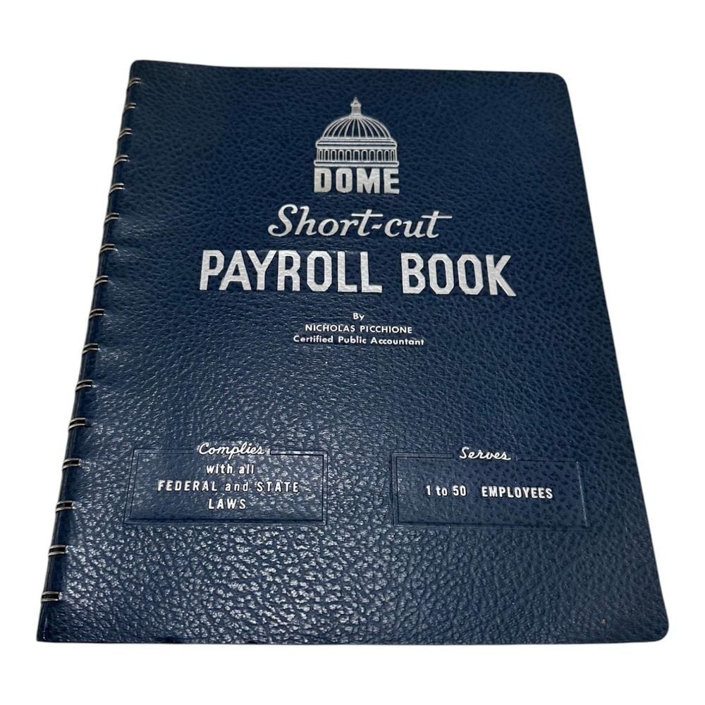 Vintage 1975 Dome Short Cut Payroll Record‎ Book For 1-50 Employees No. 650